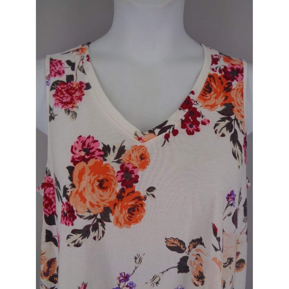 LuLaRoe Kristina Floral Tank Top Large Flared Oversize Flowy High Low New - Picture 5 of 10